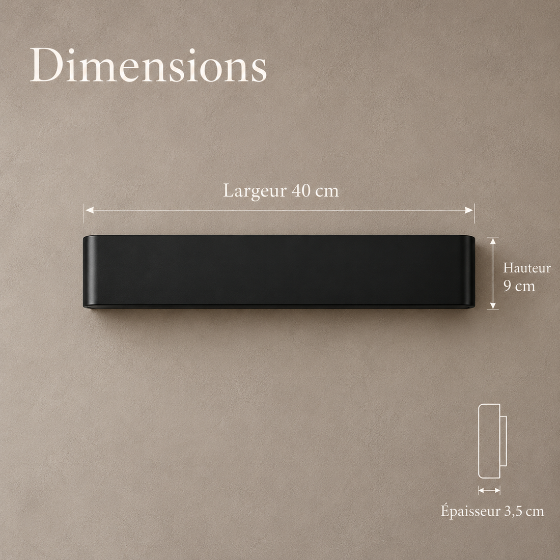 Applique murale LED barre 40 cm, lumière haut et bas #noir