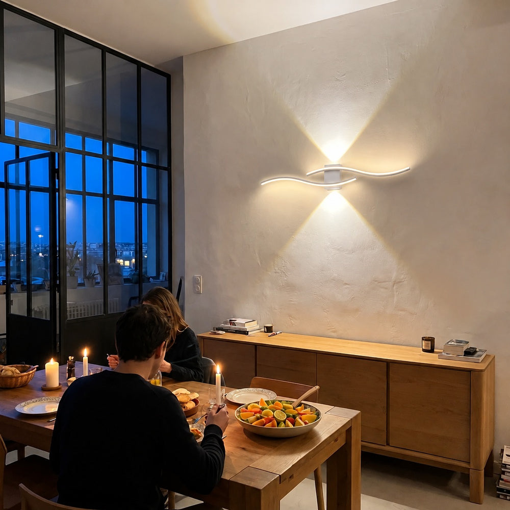 Applique murale salon LED, design moderne et simple - applique vague blanche salle a manger #blanc