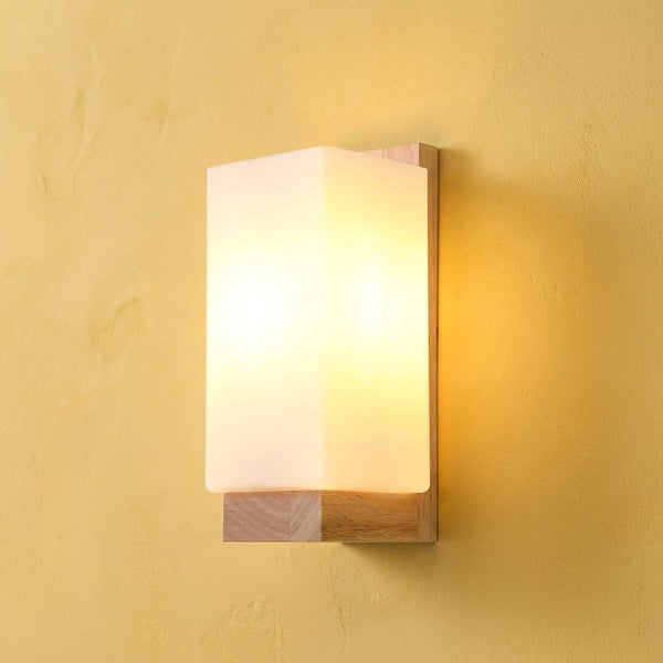 Modern wooden wall light for living room, E27 fitting