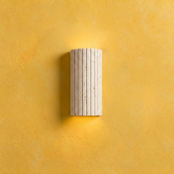 3D travertine wall light for living room, warm white LED