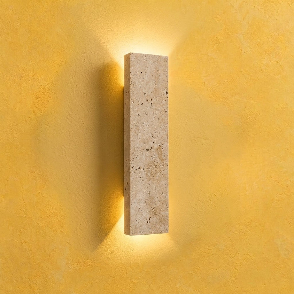 Applique murale intérieur et extérieur, travertin, LED 18 W - fond jaune carre colonne