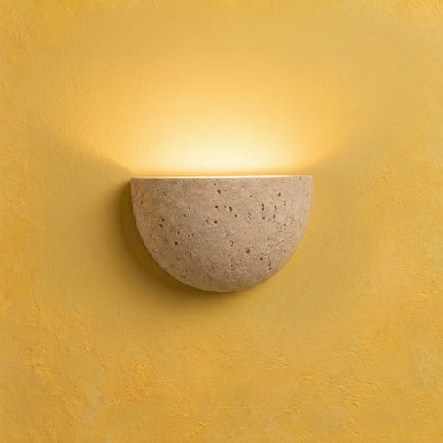 Applique murale chambre en travertin, pierre naturelle, rétro - petra hero mur jaune soleil