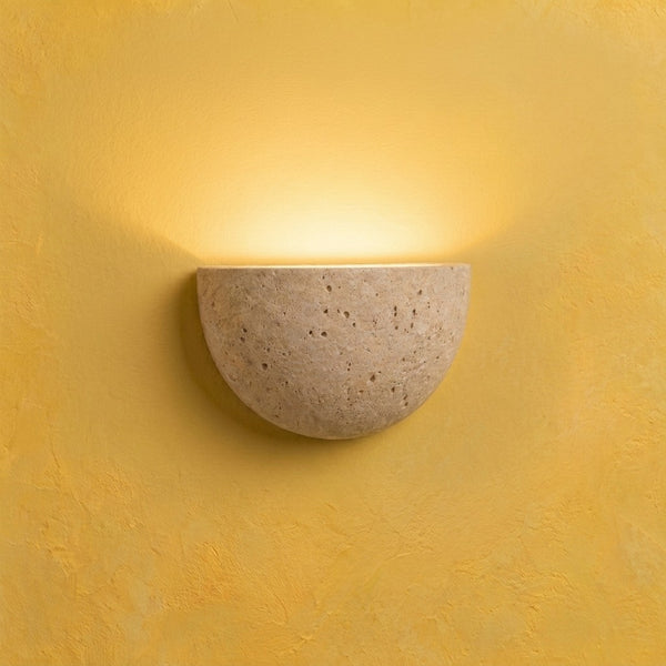 Travertine wall light for bedroom, natural stone, retro