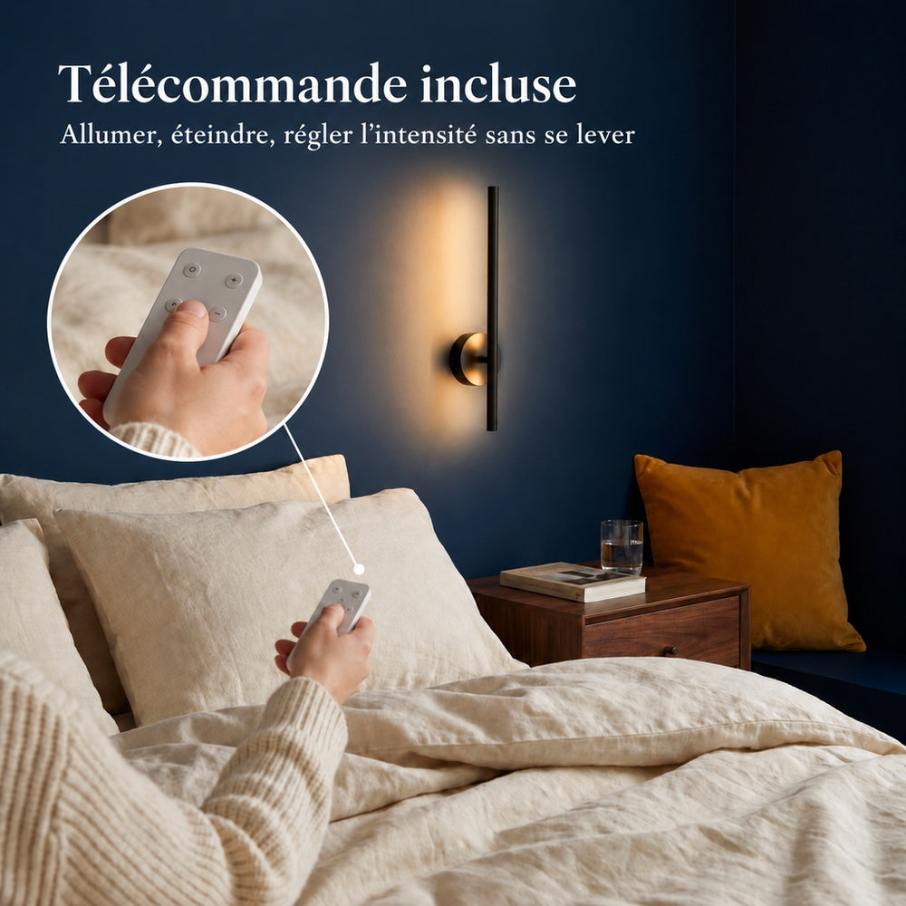Applique murale chambre sans fil rechargeable, LED - sansfil n80 03 telecommande incluse #noir-80-cm