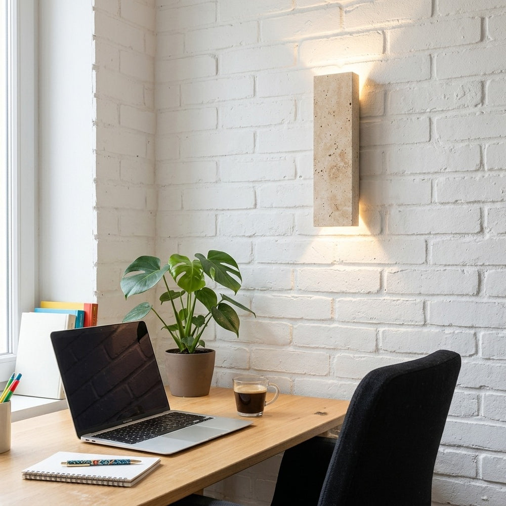 Applique murale intérieur et extérieur, travertin, LED 18 W - sol bureau brique blanche