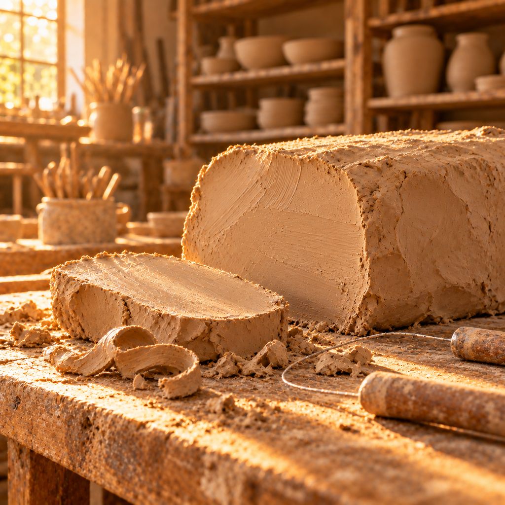 Raw clay before shaping