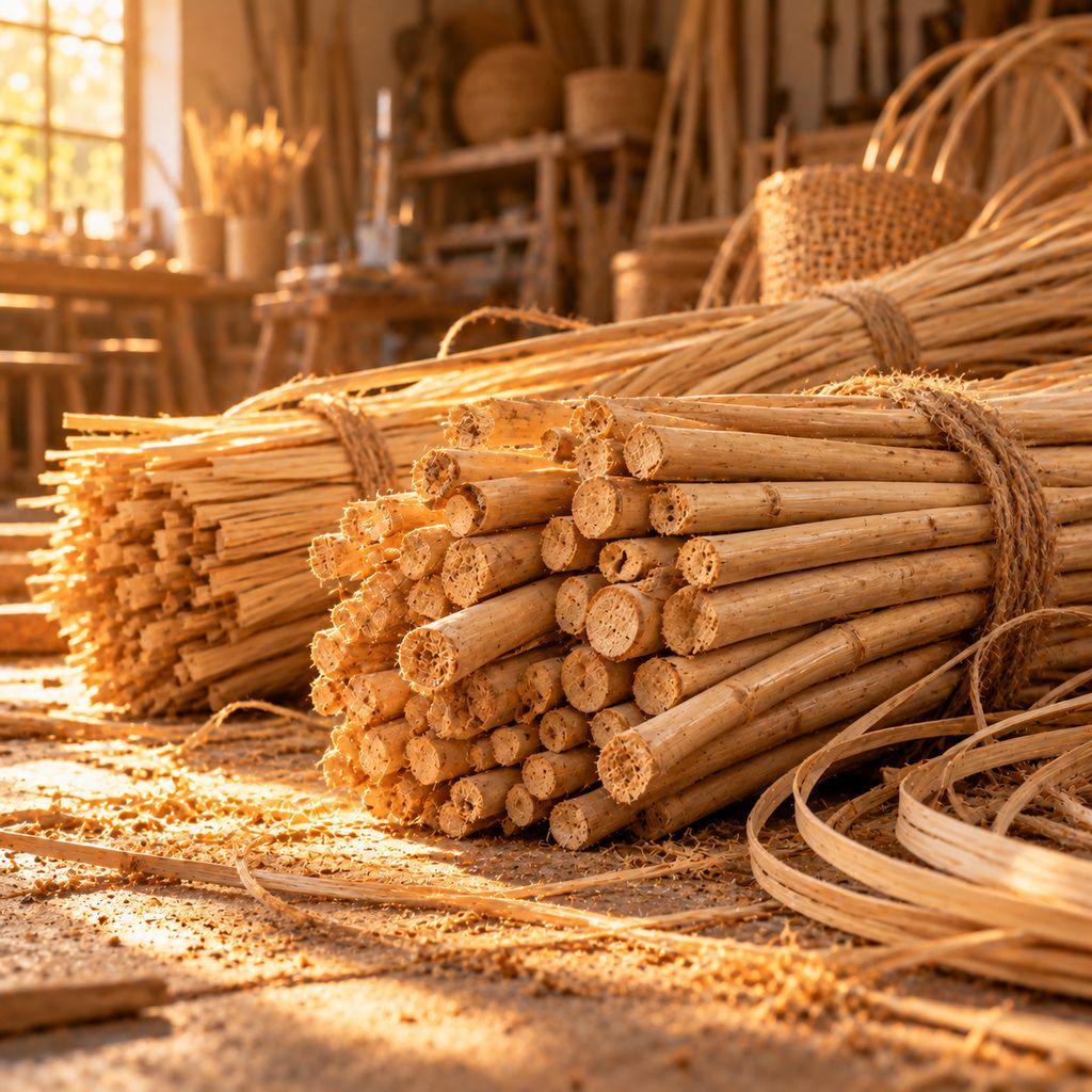 Raw natural fibres before weaving