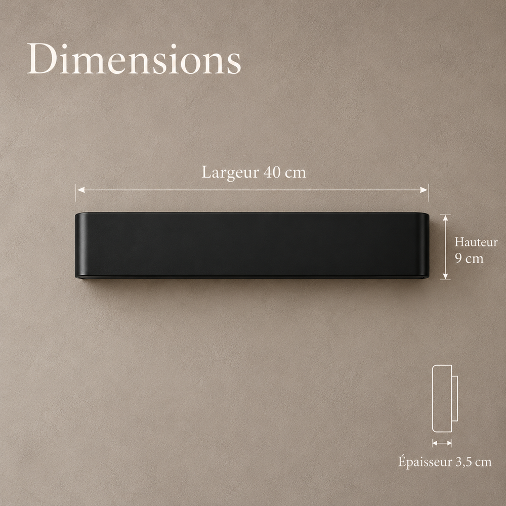 Applique murale LED barre 40 cm, lumière haut et bas #noir