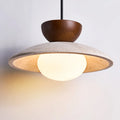 Suspension disque en travertin et bois, salle à manger, Ø 21 cm #noyer