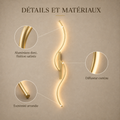 Détails et matériaux : aluminium doré satiné, diffuseur continu, extrémité arrondie #60-cm #or