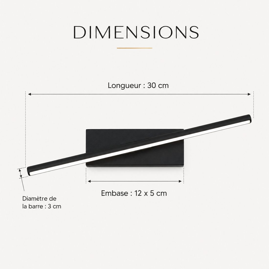 Dimensions 30 cm applique noire #noir #30-cm