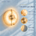 Applique murale chambre en marbre, pierre naturelle, blanc albâtre - alba la matiere albatre et laiton dore #or