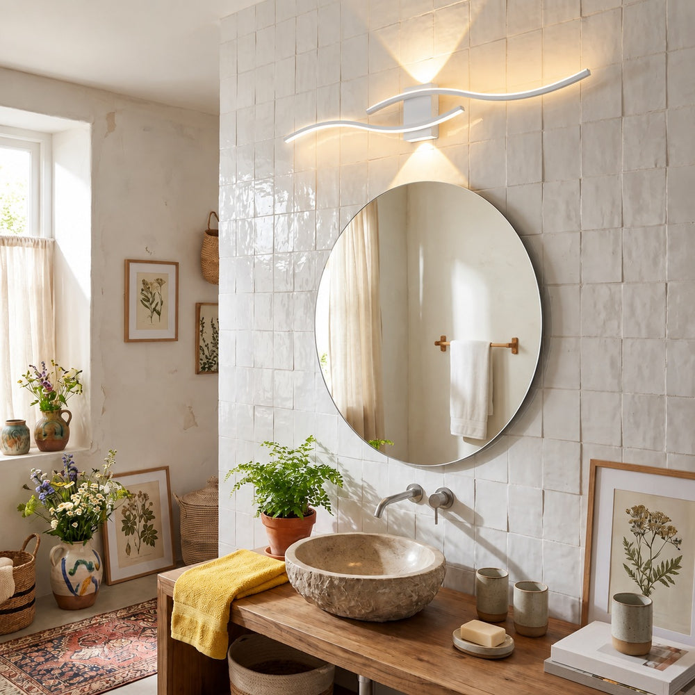 Applique murale salon LED, design moderne et simple - applique vague blanche salle de bain #blanc
