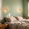 Applique murale salon en pierre naturelle, lumière d'ambiance - bc2 chambre amande deux appliques #bois-clair