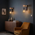 Applique murale salon en bois, vintage rétro, douille E27 - bois retro 10 salon sombre