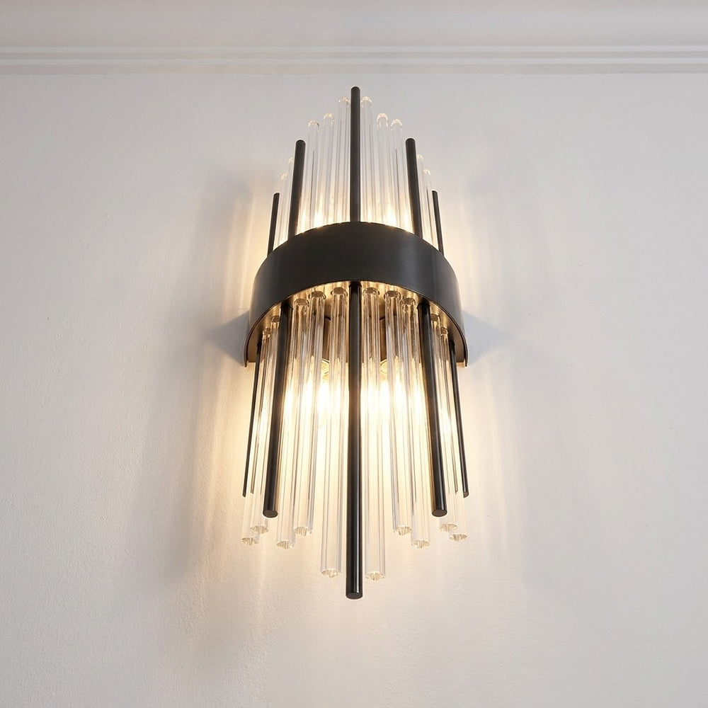 Applique cristal noire vue du dessous, tiges de cristal transparentes #noir-petit-modele