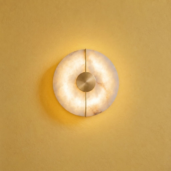 Marble wall light for bedroom, natural stone, alabaster white