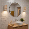Applique murale japonaise en travertin jaune, salon - jap blanc salle de bain zellige #carre-socle-blanc
