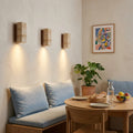 Applique murale japonaise en travertin jaune, salon - jap coin repas banquette origine #carre-socle-noyer