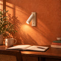 Applique murale liseuse travertin et bois, tête orientable - lio c bureau terracotta #bois-clair