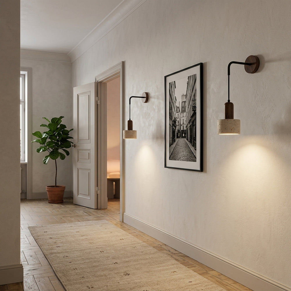 Applique murale chambre en travertin, douille E27 - onyx k couloir calme #travertin-beige