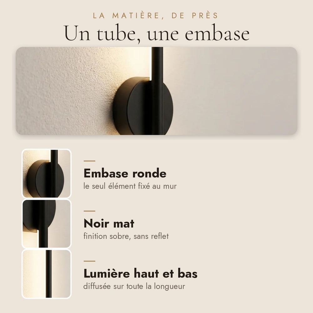 Applique murale chambre sans fil rechargeable, LED - sansfil n50 03c matiere #noir-50-cm