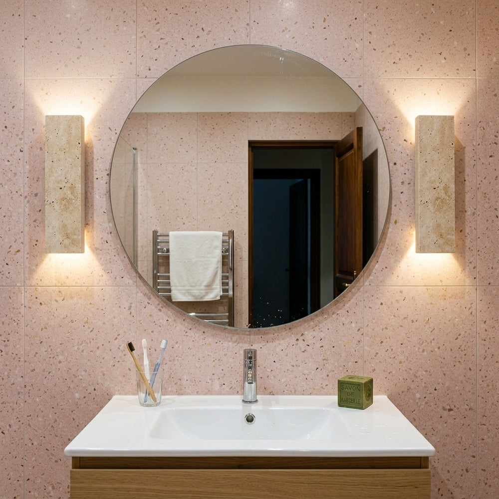 Applique murale intérieur et extérieur, travertin, LED 18 W - sol salle de bain terrazzo rose