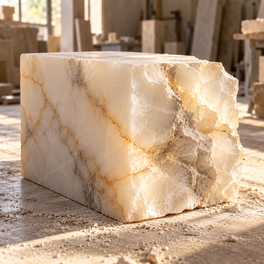 Raw alabaster block